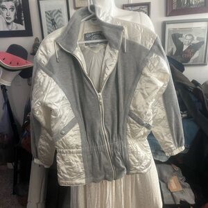 Elegant Women's Gray and White Puffer Jacket